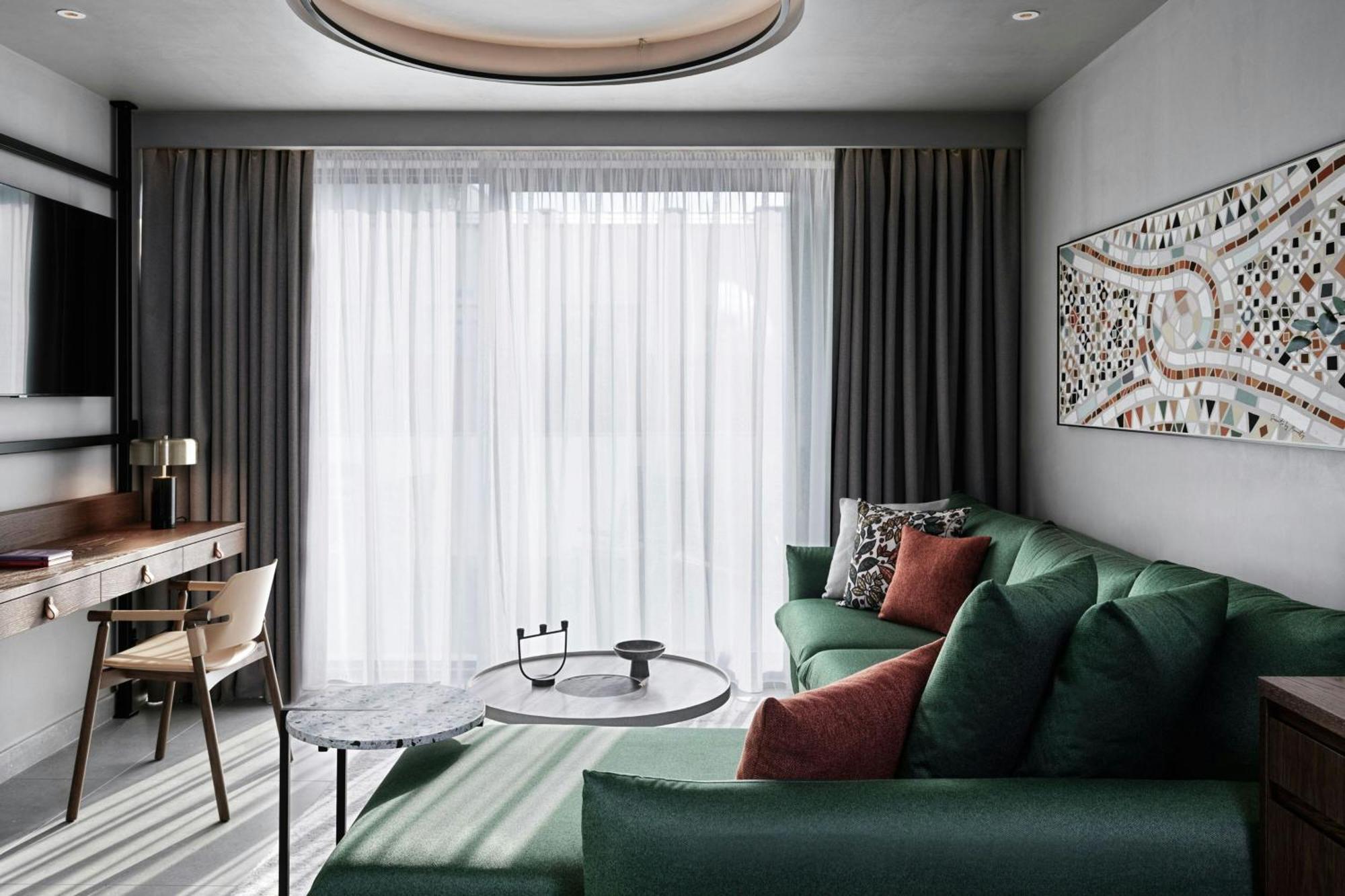 Отель Monasty, Thessaloniki, Autograph Collection Экстерьер фото A 3D interior rendering of a living room